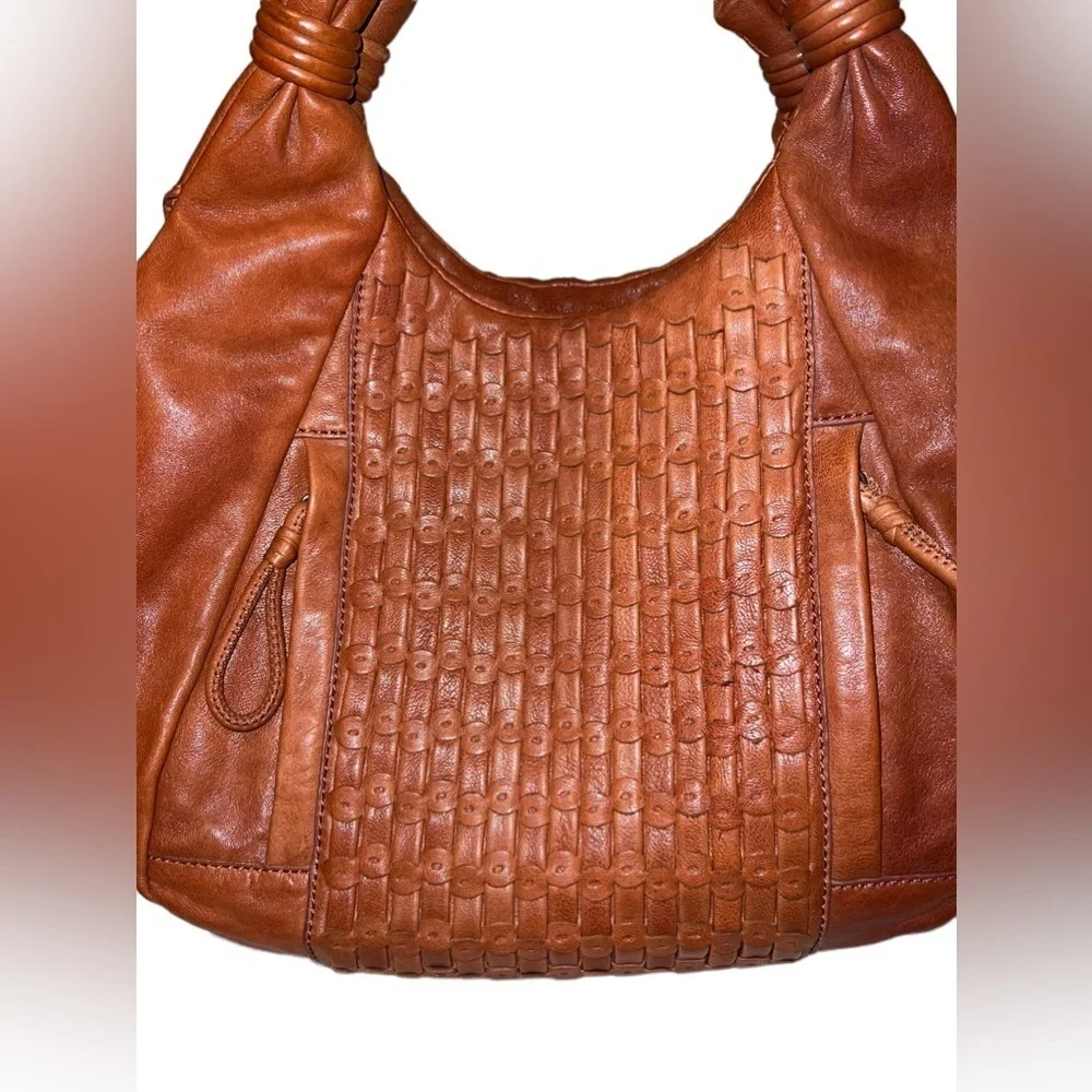 LOCKHEART Brick Woven Leather Hobo Handbag Braided Shoulder Strap